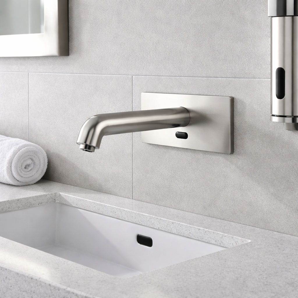 FS1107 wall mounted commercial touchless faucet for public restroom durability and easier cleaning